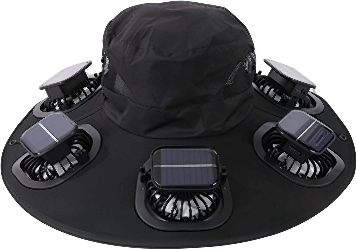 Sun Hat Wide Brim - Zonnehoed met 6 ventilatoren, ademend, UV-bescherming,