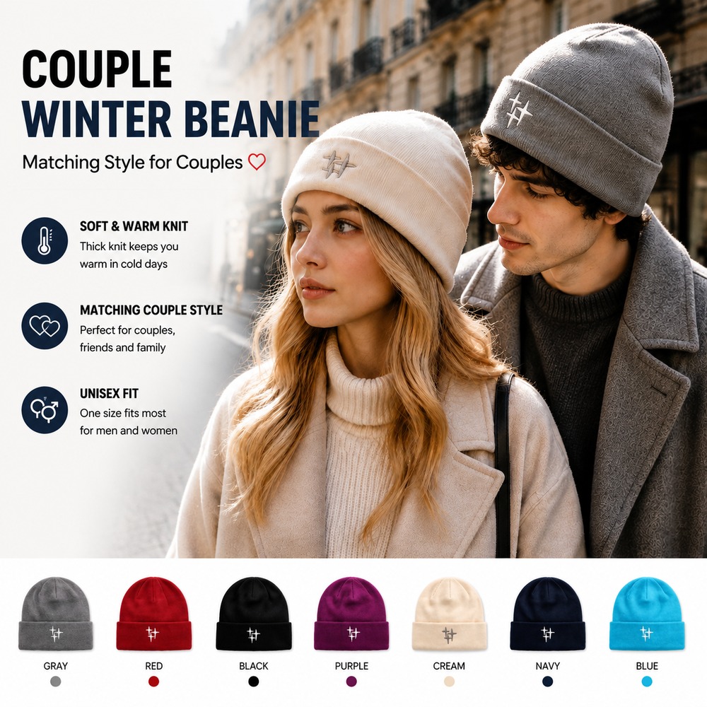 Beanie Cuffed Knit - Dames winter gebreide beanie met sterrenborduurwerk
