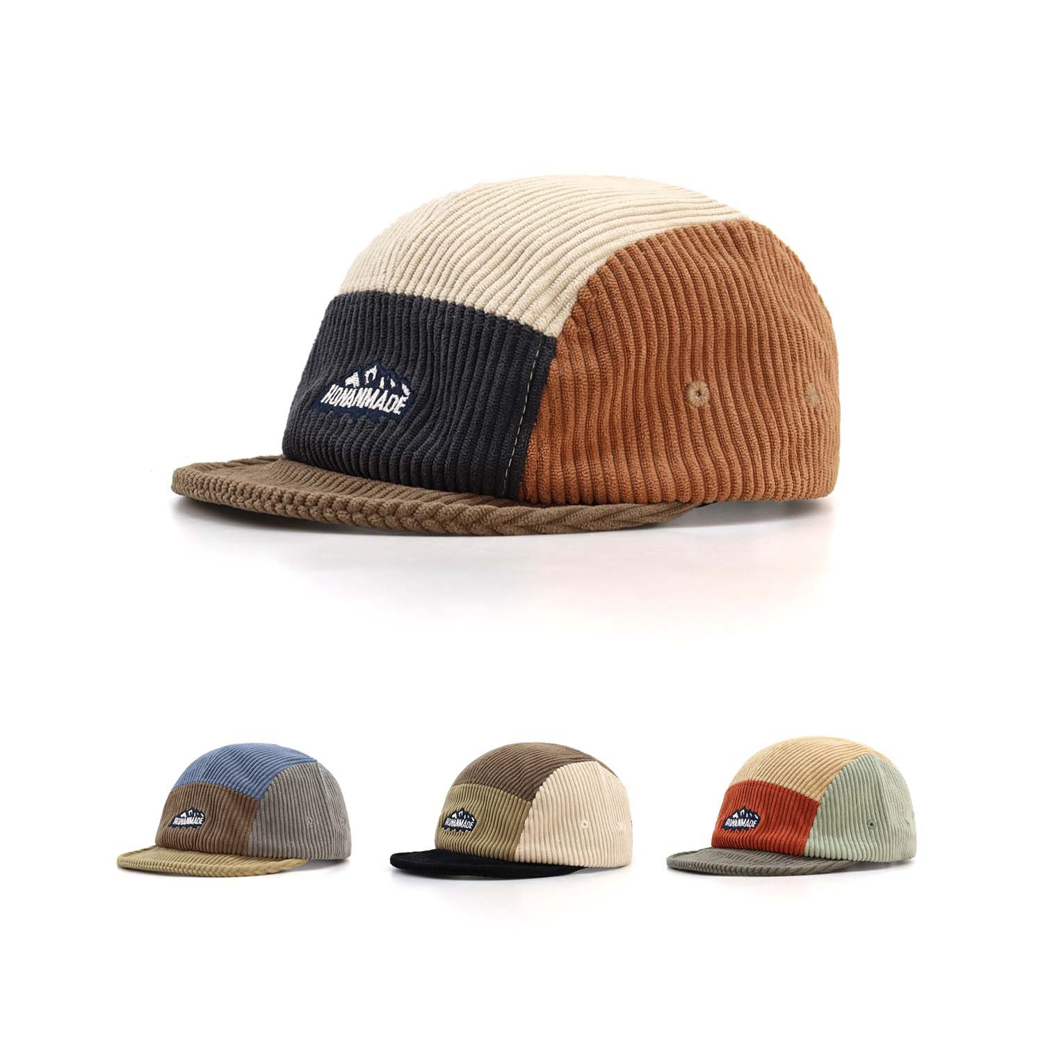 Corduroy Cap 5 Panel - Dames Zacht Getextureerd Corduroy Colorblock 5-paneels