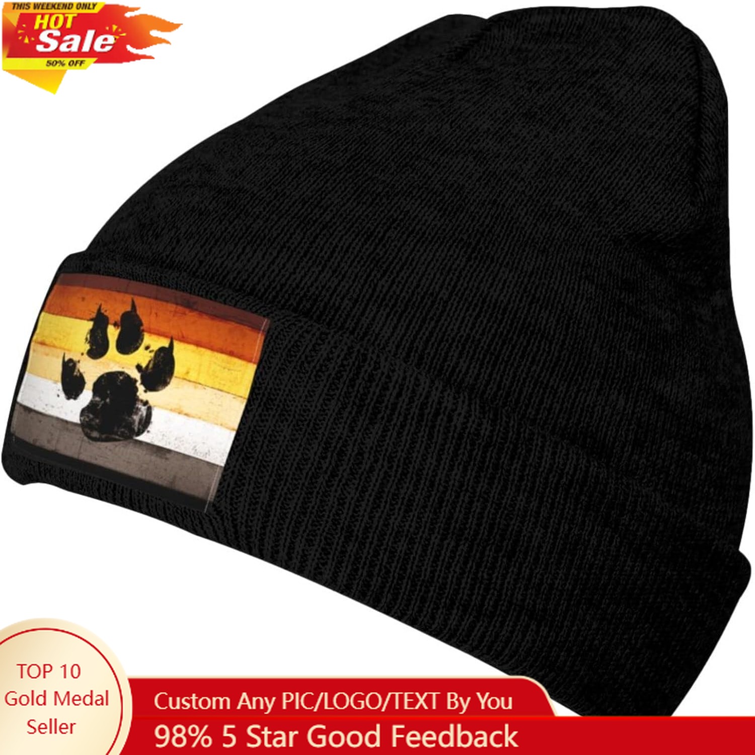 Beanie Cuffed Knit - Gay vlag beerpoot LGBT gebreide muts