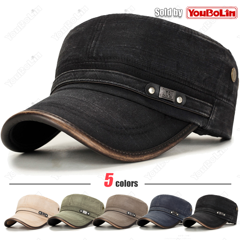 Dad Hat Cotton - Lederen rand gewassen noodlijdende katoen verstelbare
