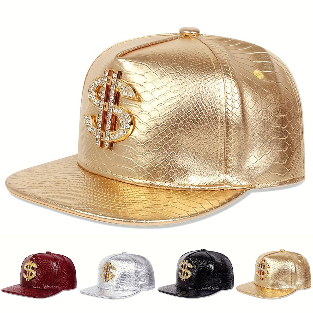 Lederen metallic dollar teken  - Snapback Hat Flat recensie en prijs