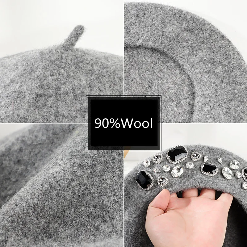 Franse baret dik strass decor  - Beret French Wool recensie en prijs